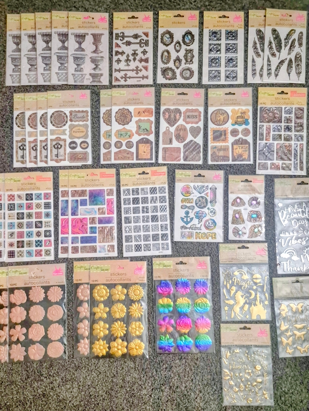 Crafter's Square 3D Sticker Lot Metallic Floral Butterfly DIY 36pc NWT